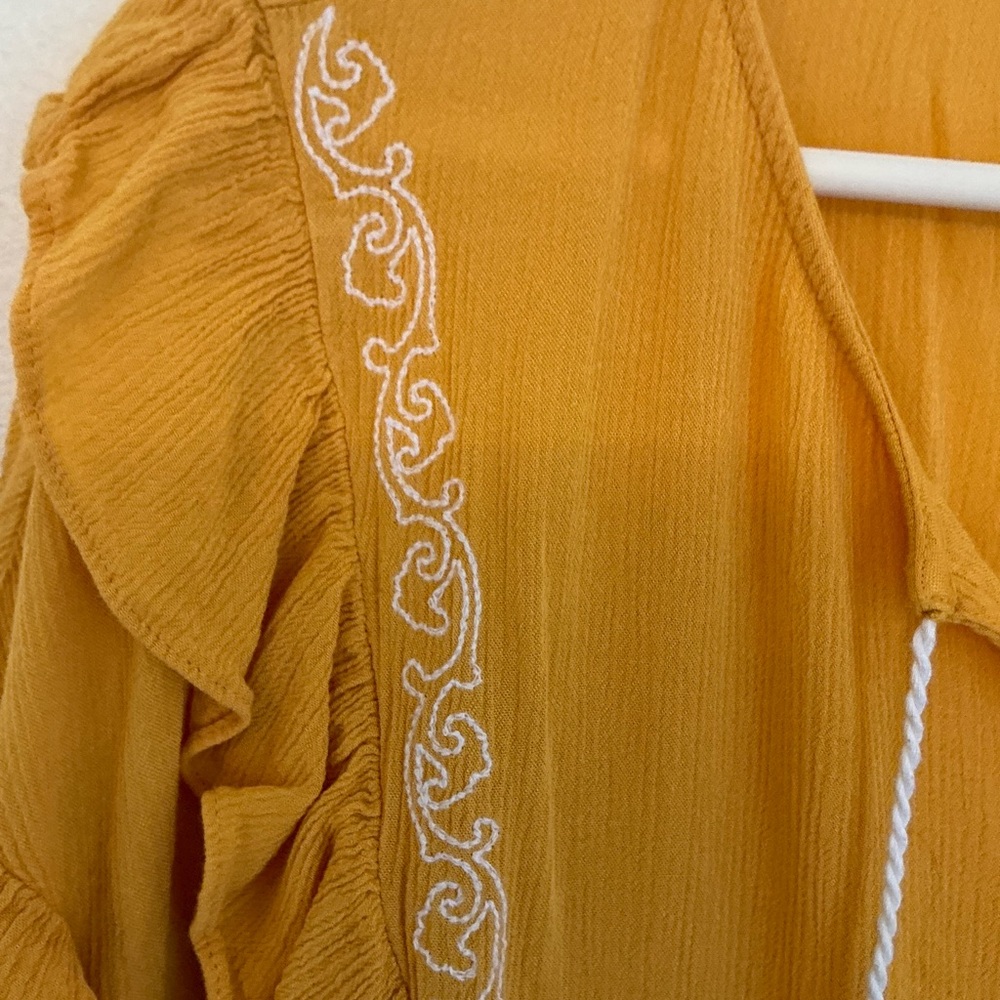 Yellow Ruffle Front Top - Picture 2 of 3